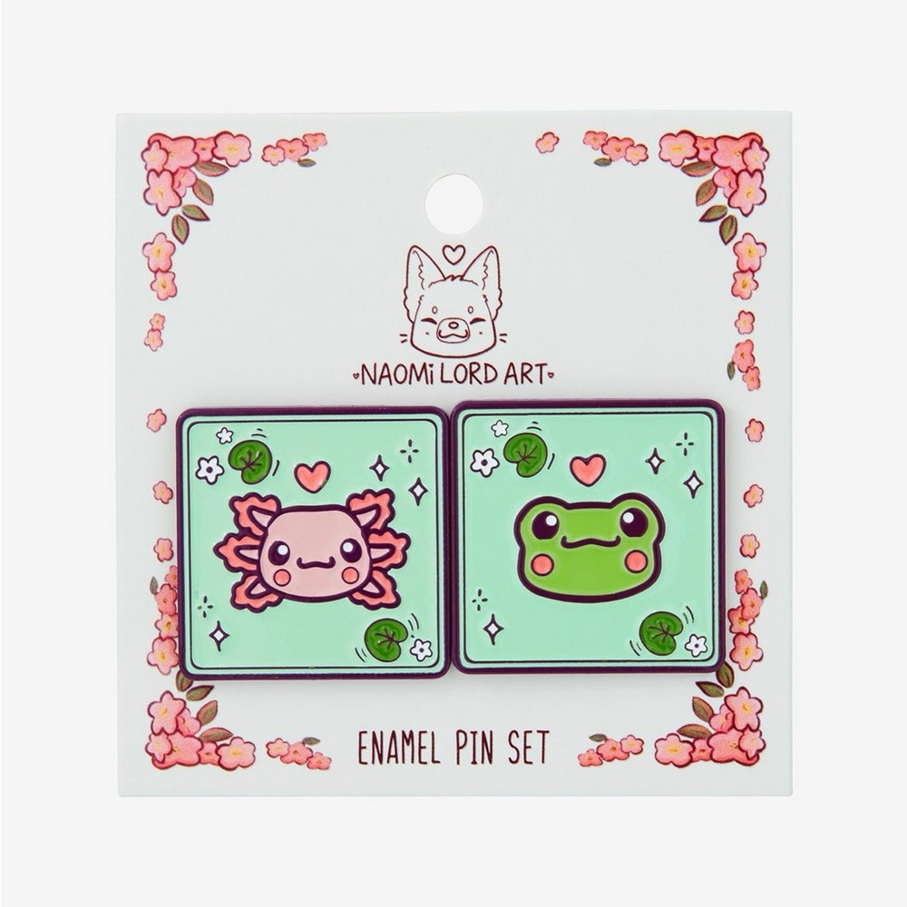 Axolotl & Frog Card Enamel Pin Set By Naomi Lord Art Hot Topic